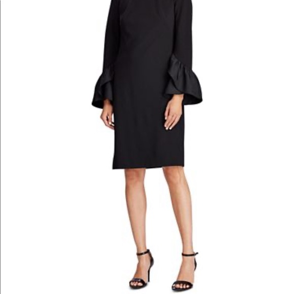 great plains Dresses & Skirts - Black Dress Hook and Rye Ruffled Neck line